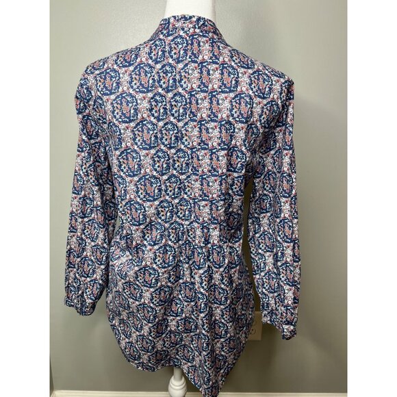 Lands End Womens Floral Pattern Button-Up Blouse Pleated Back Size 6 - Picture 4 of 11